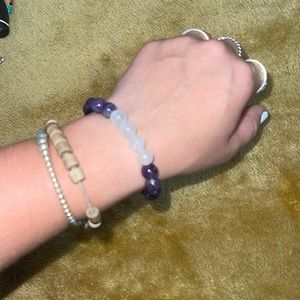White calcite and amethyst bracelet
